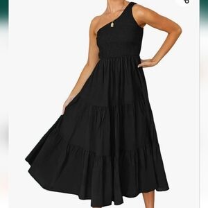 ZESICA Women's Bohemian  One Shoulder Sleeveless Smocked NWT Size S